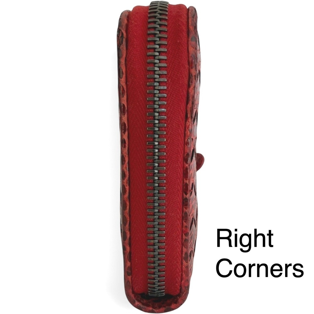 Bottega Veneta Intrecciato Python Zip Around Wallet Red Exotic Leather Box Dusty - Picture 7 of 12